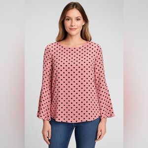 Adrianna Papell Pink Polka Dot Blouse